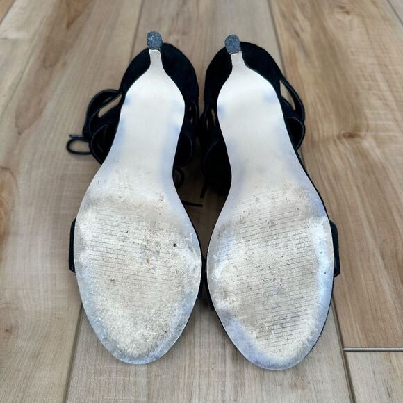 Steve Madden Strappy Black Suede Open Toe Heel Shoes Size 8 - Picture 5 of 12